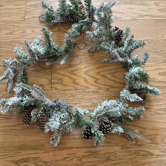6' Flocked Pine Cone Snowy Garland Christmas Decor - Picture 1 of 4